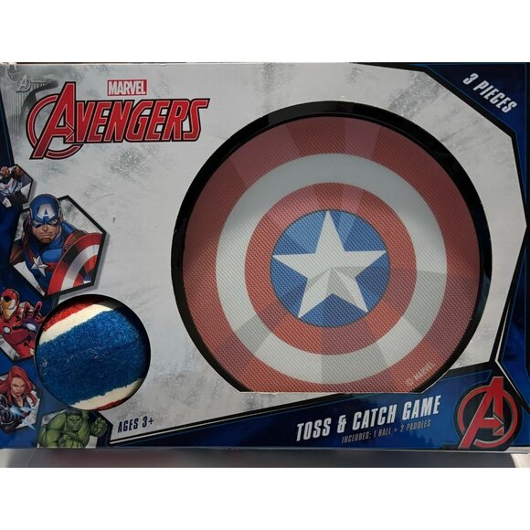 Marvel Avengers Toss & Catch Game  Includes 1 Ball‎ & 2 Paddles - Picture 1 of 6